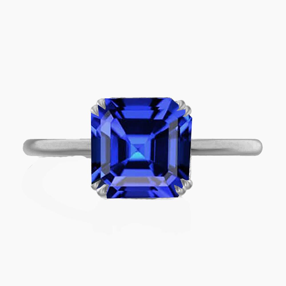 Solitaire Sapphire Ring Asscher Cut