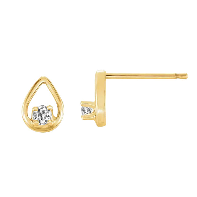 Solitaire Stud Diamond Earrings Old Miner Cut Teardrop Shape