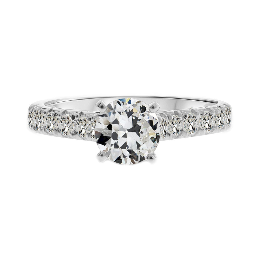 Solitaire With Accent Old European Engagement Diamond Ring 3 Carats