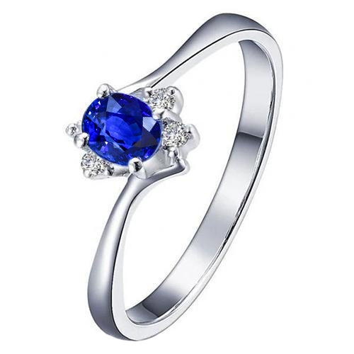New Stytlish Solitaire With Accent Sri Lanka Sapphire And Diamonds Ring
