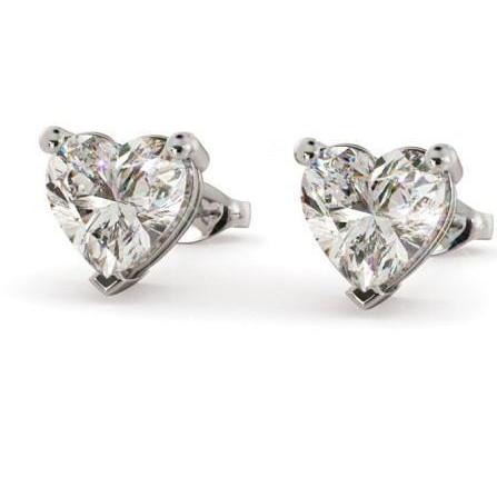 Solitaire Heart Shape 4.00 Ct. GIA Certified Lab Grown Diamonds Studs Earrings WG 14K