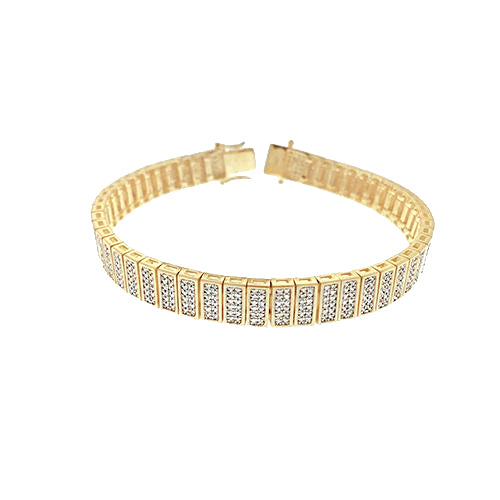 Sparkling 10.25 Carats Genuine Natural Earth Mined Diamonds Men's Bracelet Yellow Gold 14K