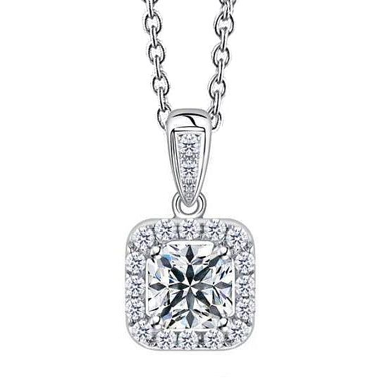 Sparkling 2.10 Carats Lab Grown Diamond Pendant Necklace White Gold 14K