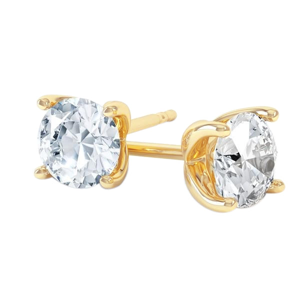 natural round diamond 3ct earring front view