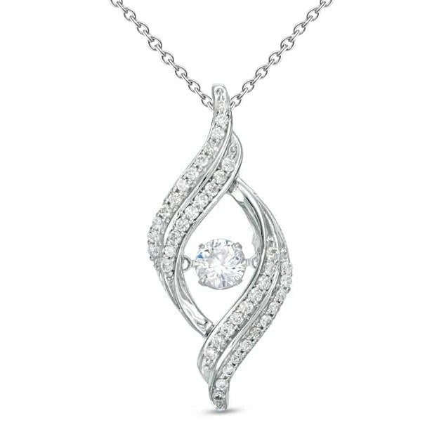 Sparkling 1.4 Carats Natural Diamonds Necklace Pendant White Gold 14K New