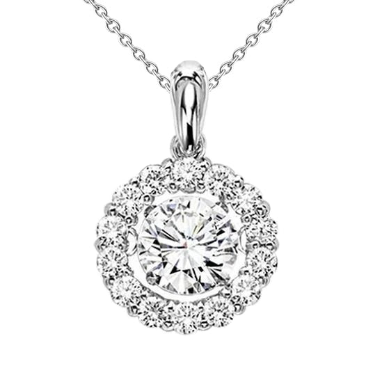 Sparkling 3.50 Carats Round Cut Lab Grown Diamonds Pendant Necklace Wg 14K