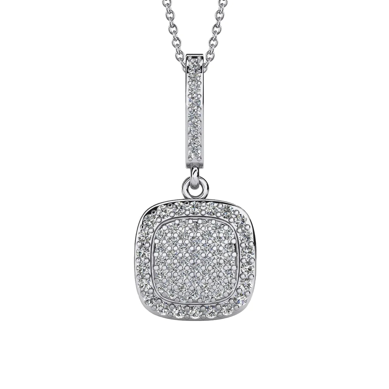 Sparkling Custom Jewelry Round Diamond Cluster Pendant