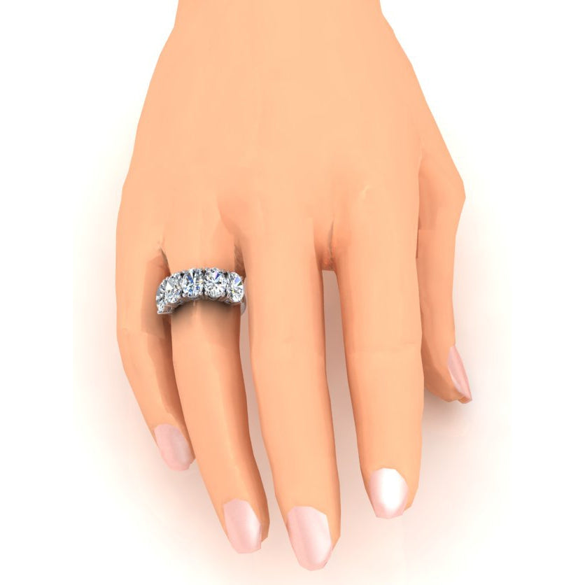 Lady’s Elegant Sparkling Unique Engagement White Gold Anniversary Ring 5 Stone Diamond Anniversary Band Gold Oval Cut Jewelry Sparkling Diamond 5 Stone Engagement Ring