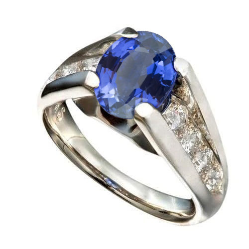 Sparkling Oval Ceylon Sapphire Diamonds Fancy Lady’s White Gold