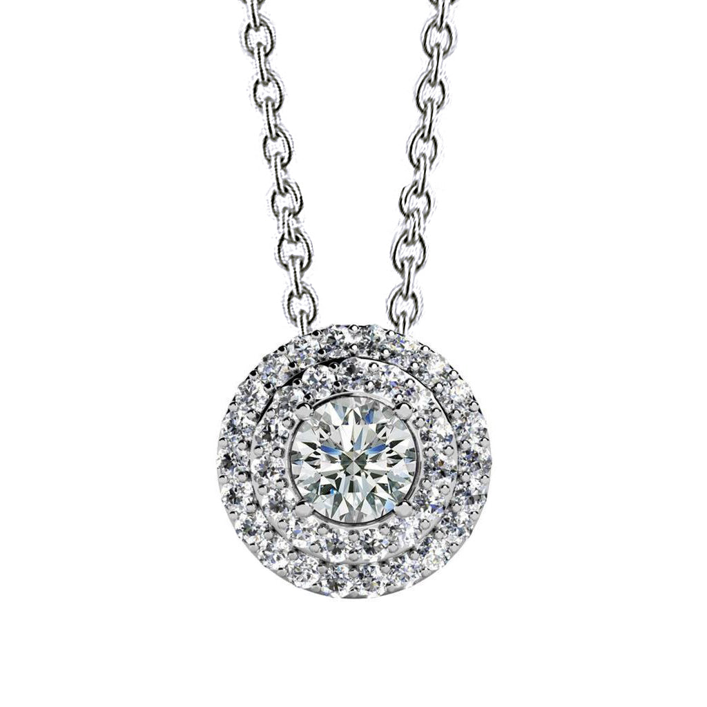 Sparkling Round Brilliant 1.87 Ct Natural Earth Mined Diamonds Pendant Necklace