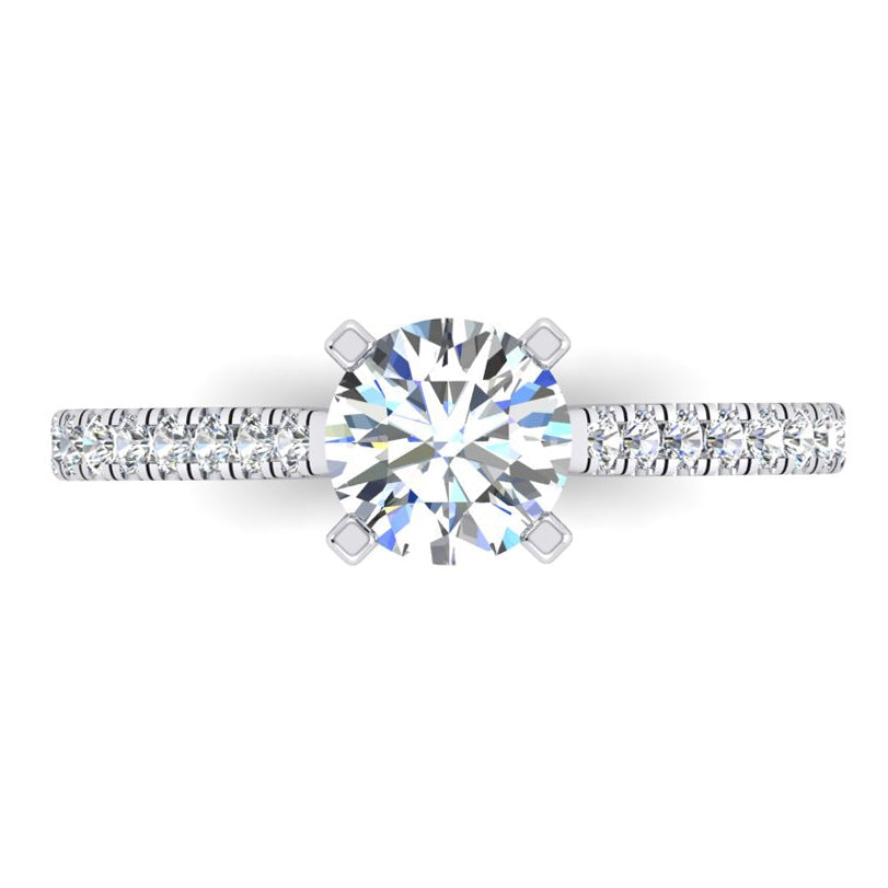 Sparkling Unique Lady’s Solitaire Ring with Accents White Gold Diamond