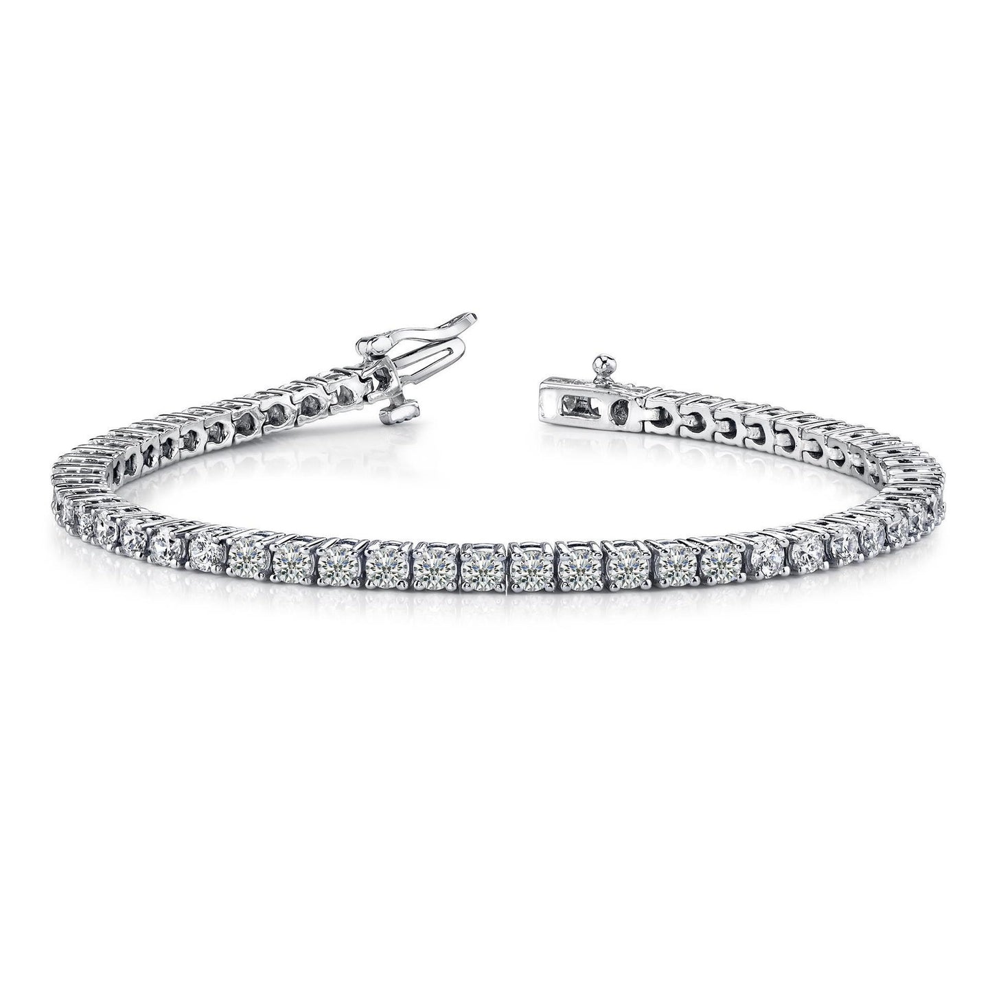 Sparkling Round Cut Lab Grown Diamonds Tennis Bracelet White Gold 5 Carats