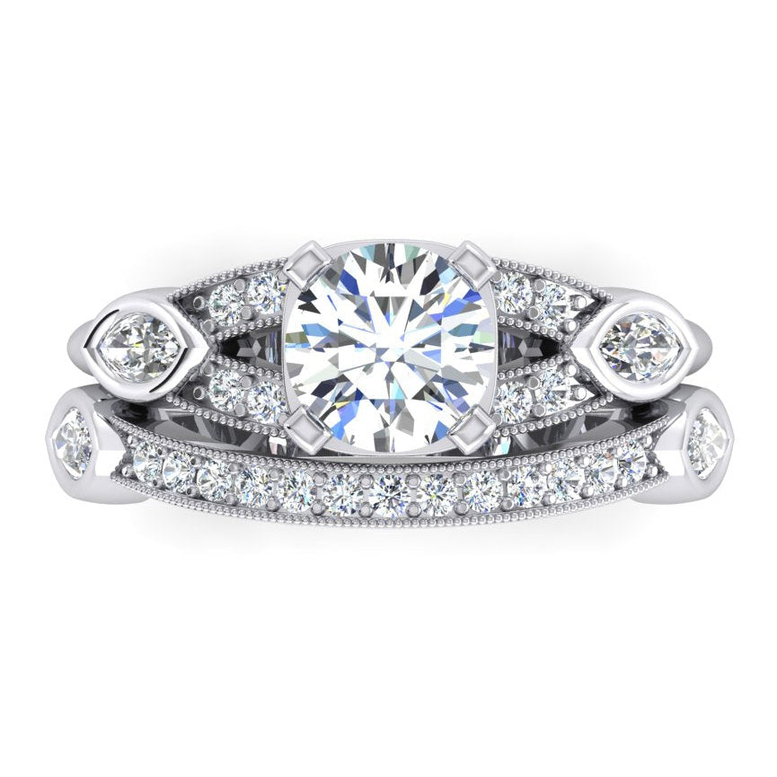 Old Mine Cut Diamond Ring Split Shank 1.60 Carats
