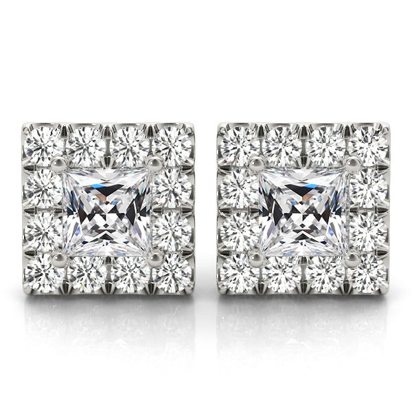 Square Cut Diamond Earrings 9.50 Ct Old Cut Stud Jewelry