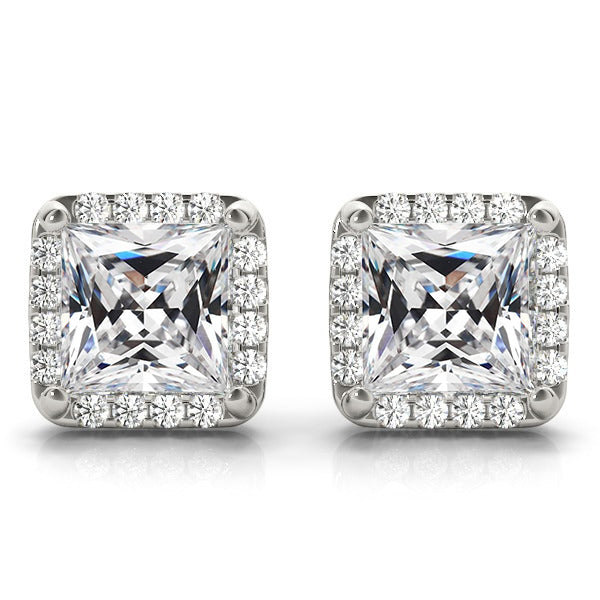Square Cut Old Miner Diamond Earrings 10.50 Ct Halo Studs