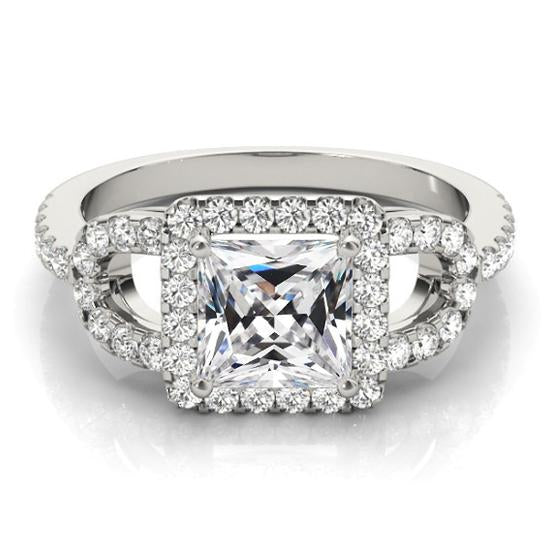 Square Cut Old Miner Diamond Halo Ring