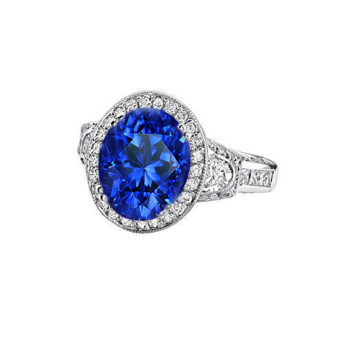 Sri Lanka Blue Sapphire Natural Earth Mined Diamonds Ring 5.33 Carats White Gold 14K New
