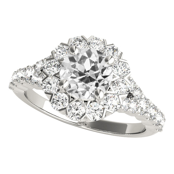 Halo Ring Round Old Miner Diamond Jewelry