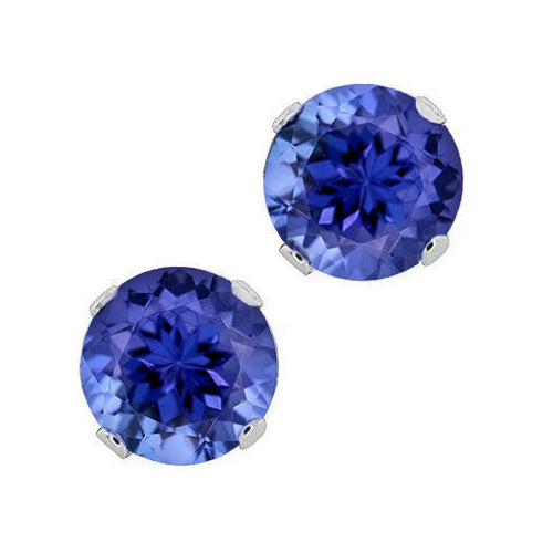 Women Studs Earrings White Gold High Quality Fancy Sparkling Tanzanite