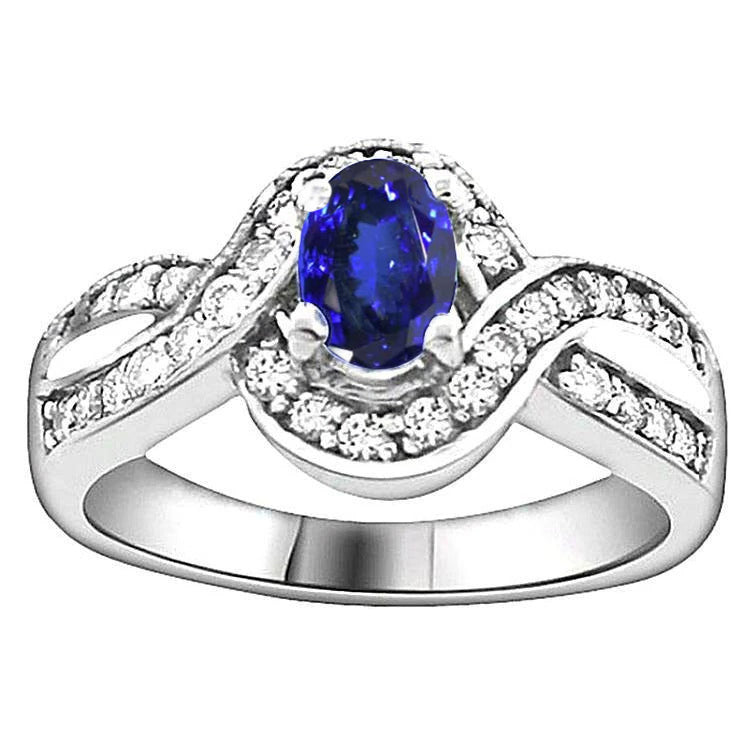 Gorgeous fancy Oval Tanzanite And Round Diamonds 2.50 Carats Wedding Ring Gold