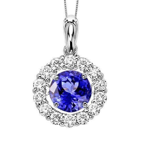 Tanzanite And Natural Earth Mined Diamonds 3.85 Carats Pendant Necklace White Gold 14K