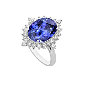 Women Jewelry Tanzanite Oval Diamond Engagement Ring Gemstone Jewelry New