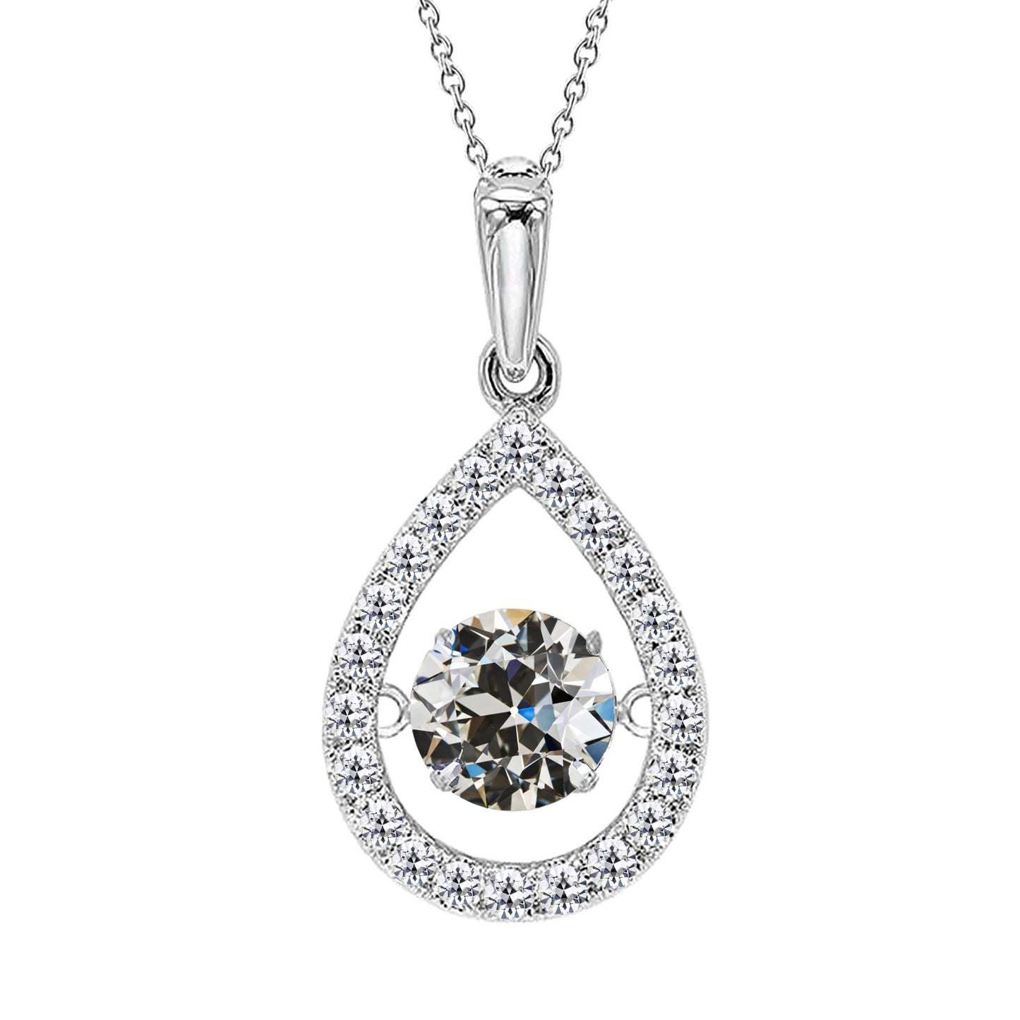 Tear Drop Diamond Pendant Old Miner 3.50 Carats White Gold