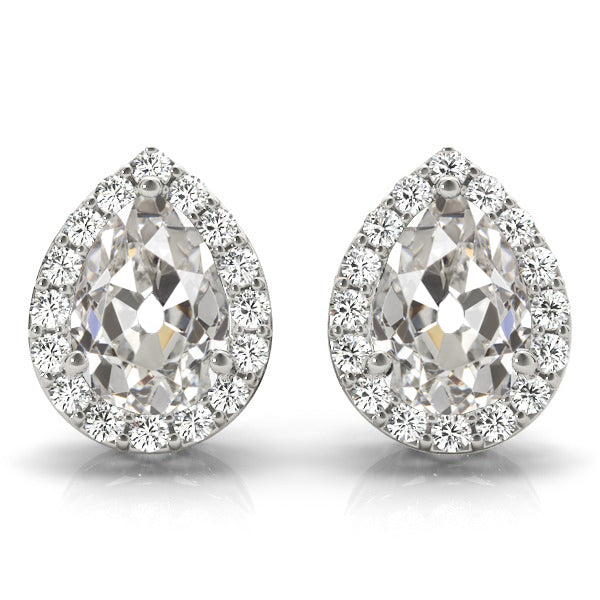 Teardrop Diamond Earrings 8.25 Ct Old Miner Pear Cut Studs
