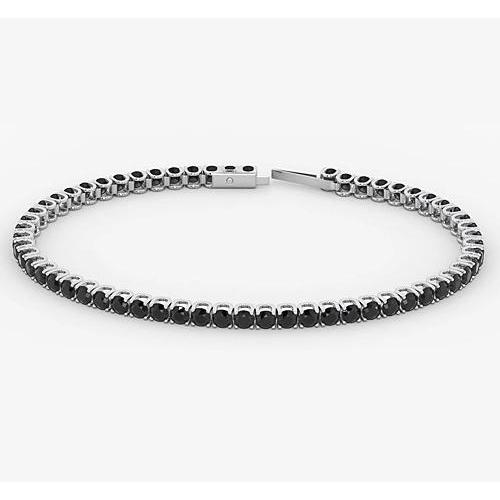 Tennis Bracelet Black Diamond 5.90 Carats White Gold 14K Jewelry Tennis Bracelet