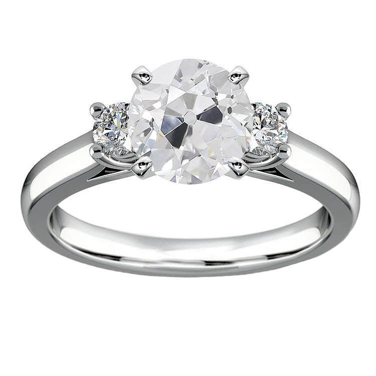 Three Stone Anniversary Round Old Miner Diamond Ring