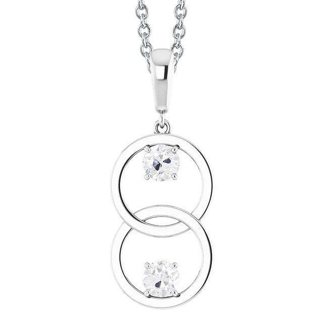 Two Stone Old Mine Cut Diamond Pendant
