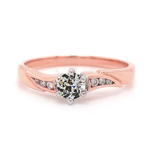 Two Tone Engagement Ring Round Old European