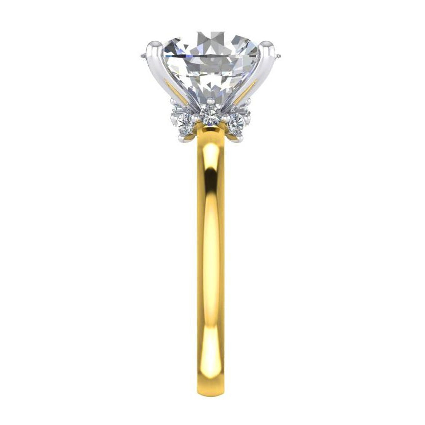 Yellow Gold Solataire Ring with Accents