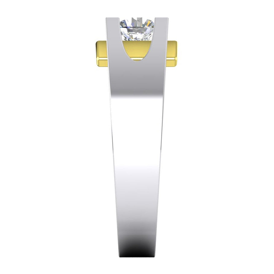 Two Tone Men's Solitaire Diamond Ring 1 Carat