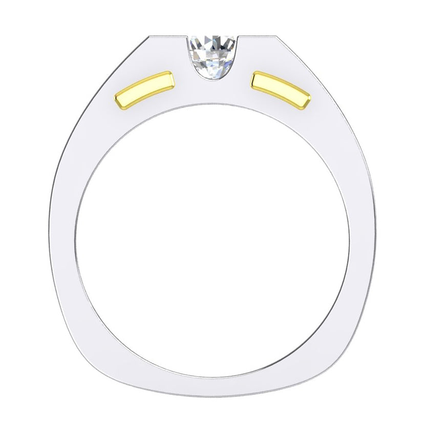 Two Tone Men's Solitaire Diamond Ring 1 Carat