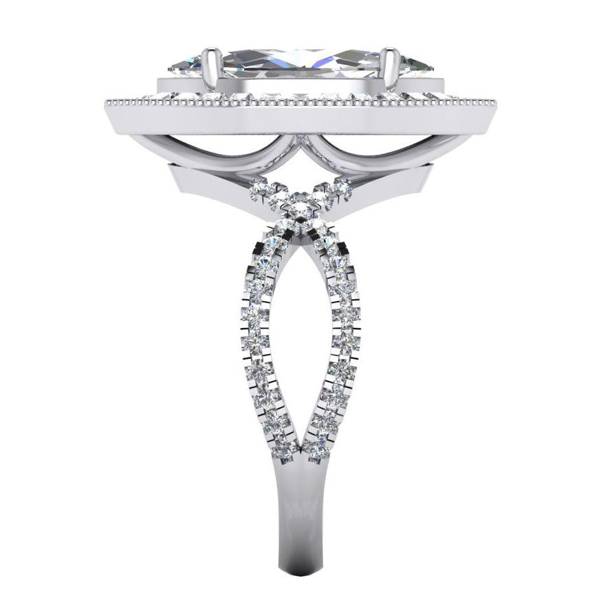 Fancy Lady’s Sparkling Vintage Style White Gold Engagement Anniversary