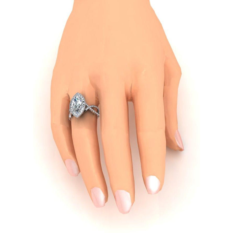 Fancy Lady’s Sparkling Vintage Style White Gold Anniversary Ring
