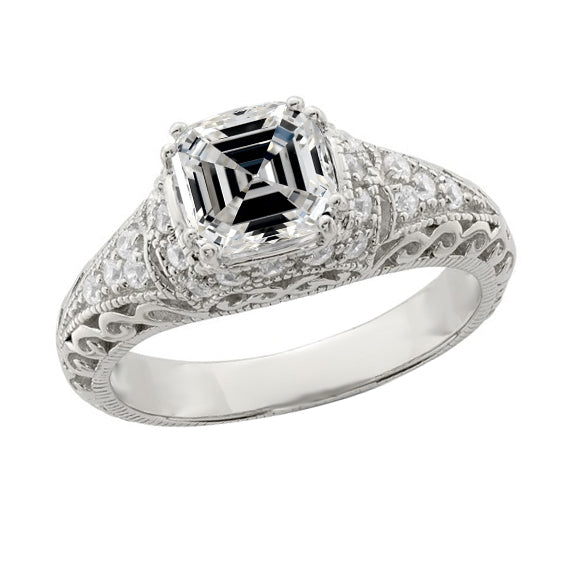 Vintage Style Diamond Engagement Ring