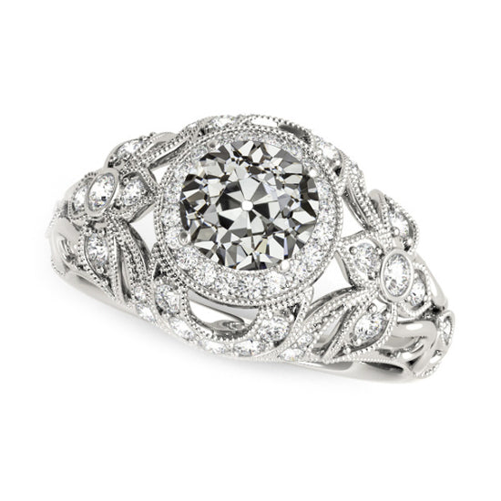 Vintage Style Halo Ring Old Cut Diamond