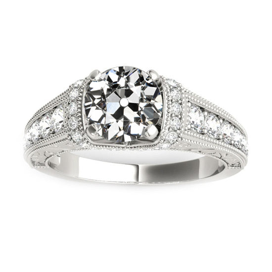 Unique FAncy Vintage Style Lady's Ring Old Miner Diamond Gold