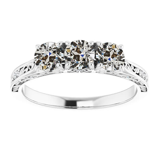 Wedding Ring Old Miner Cut Diamond Antique Style