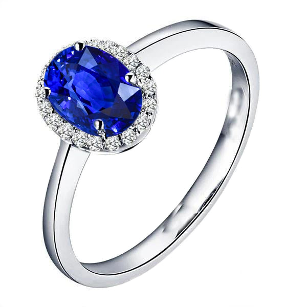 White Gold 14K 2.30 Ct Ceylon Sapphire Natural Earth Mined Diamonds Ring New