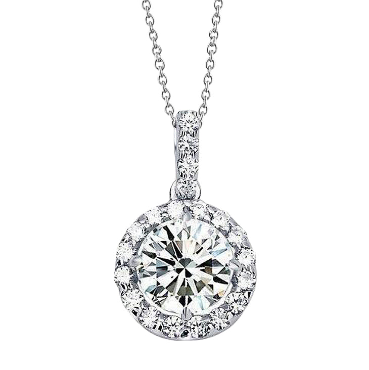 White Gold 14K 2.50 Carats Lab Grown Diamonds Pendant Necklace New