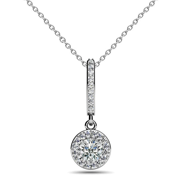 White Gold 14K 5Ct Round Brilliant Cut Lab Grown Diamonds Pendant Necklace