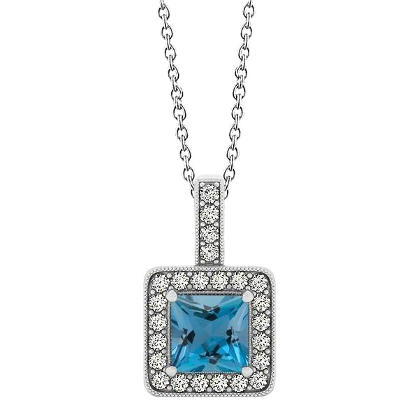 White Gold 14K Aquamarine And Natural Earth Mined Diamonds Pendant 4.75 Ct Jewelry