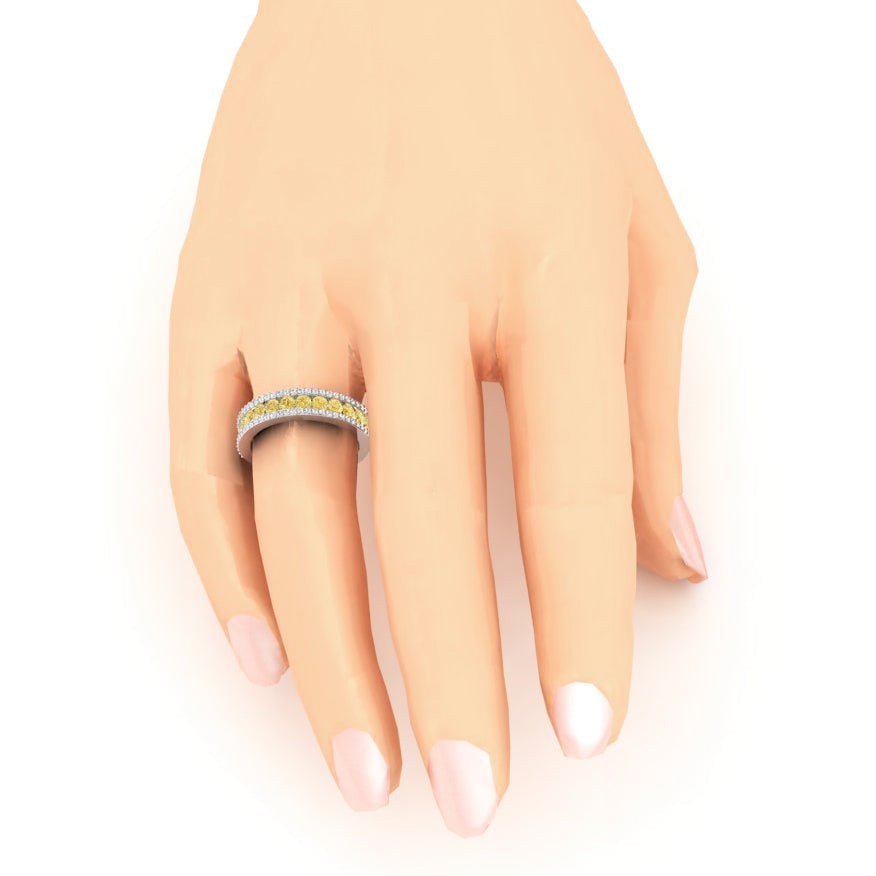 White Gold 14K Canary Yellow Diamond Band