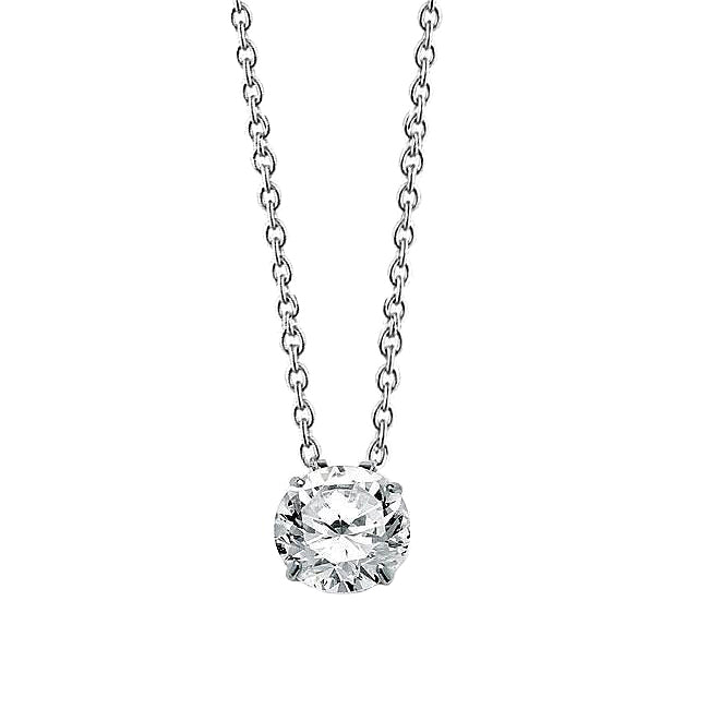 White Gold 14K Lab Grown Diamond Pendant Necklace 1.50 Carats Round Cut Jewelry