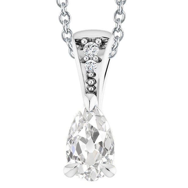 Diamond Pendant Round & Pear Old Cut
