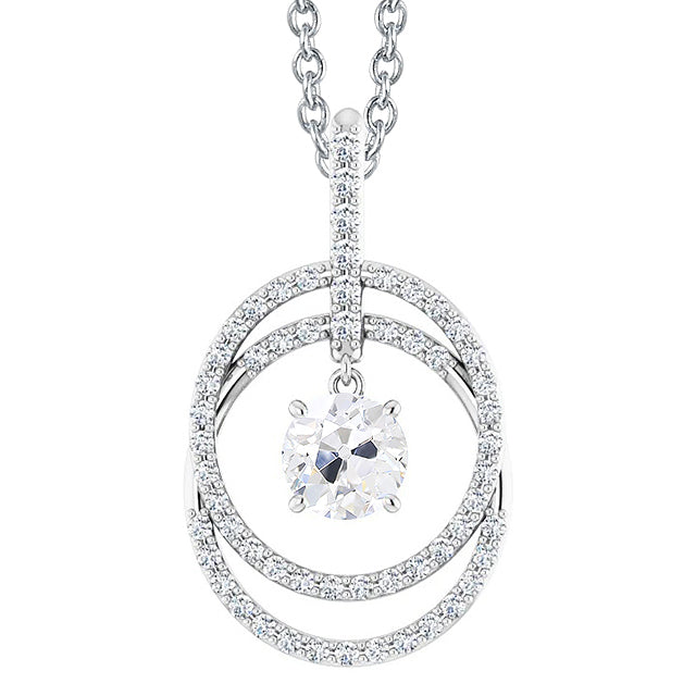 Old Cut Diamond Circle Pendant Prong Set 3 Carats