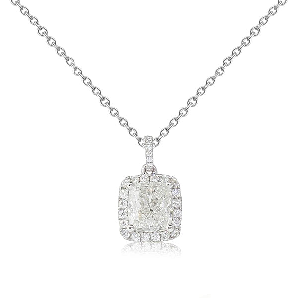 White Gold 14K Pendant Necklace With Chain 1.85 Carats Real Natural Earth Mined Diamonds